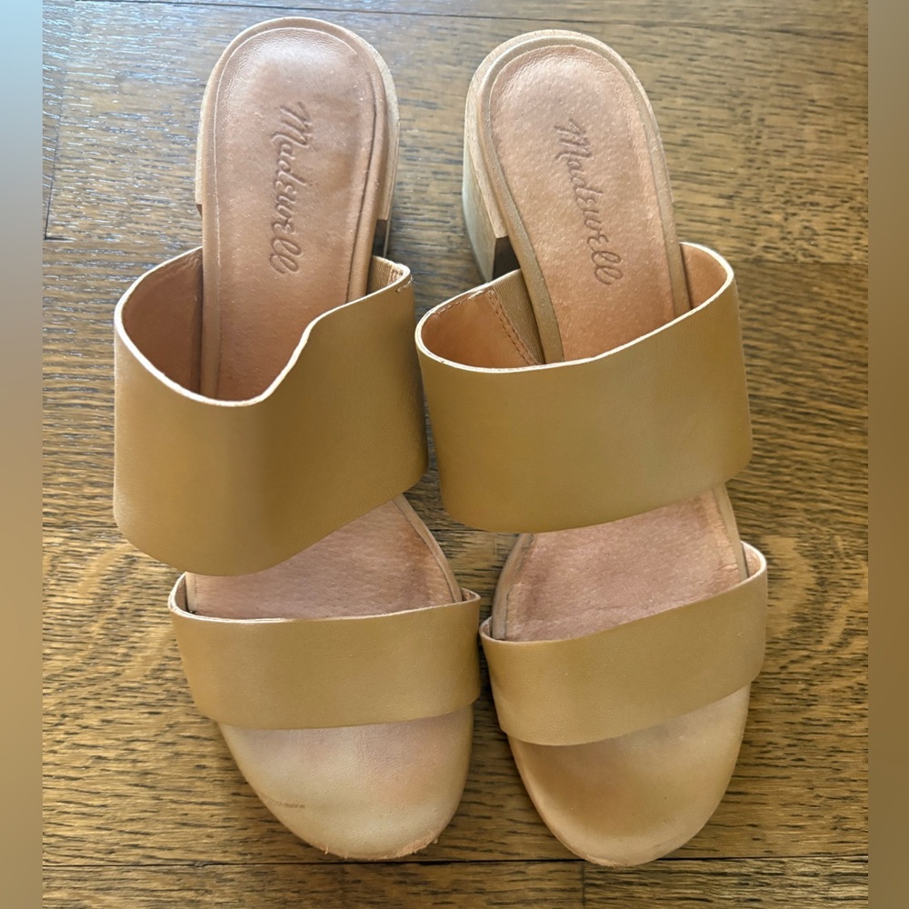 Madewell Women's Tan Double-Strap Slide Mules